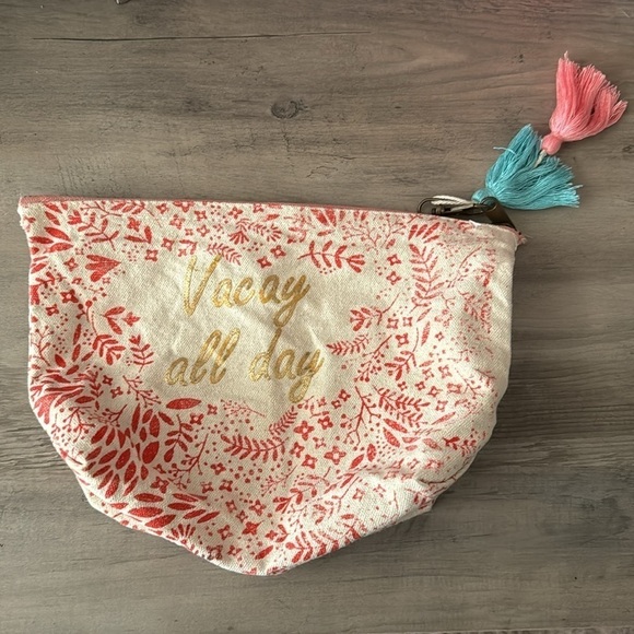 Canvas Makeup Bag with Colorful Tassel and Phrase (2 Styles Available) - Picture 3 of 4